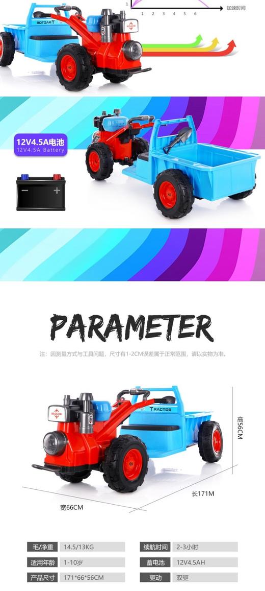 贝多奇拖拉机 抖音同款儿童手扶电动车 新款礼品东方红mini可坐人JPY带授权招加盟代理 商品图10