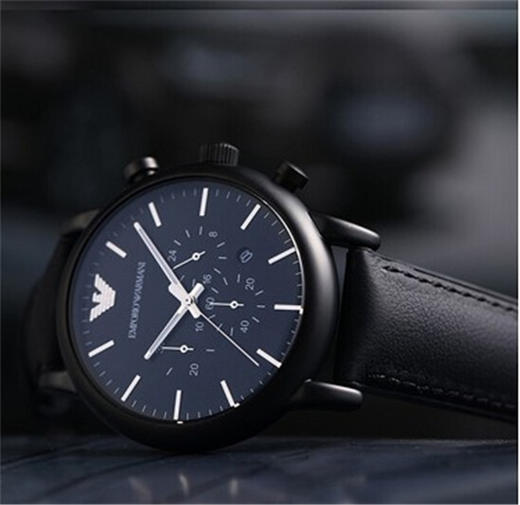 Armani阿玛尼手表男黑色商务皮带手表男时尚三眼石英表 情侣款JPY带授权招加盟代理 商品图10