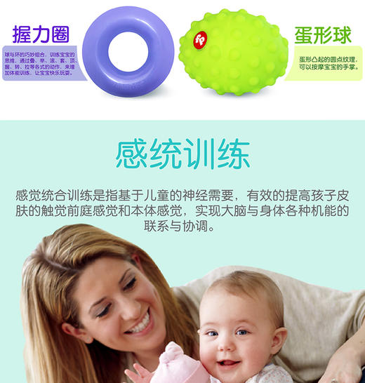 费雪(Fisher Price)婴儿玩具球六合一套装0-2岁宝宝初级训练球手抓弹力球感知按摩球F0930JPY带授权招加盟代理 商品图5
