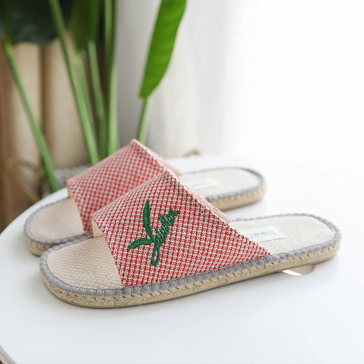 【买麻鞋，雅路人】亚麻拖鞋情侣居家男女士棉麻绣花拖鞋YT-13 商品图1