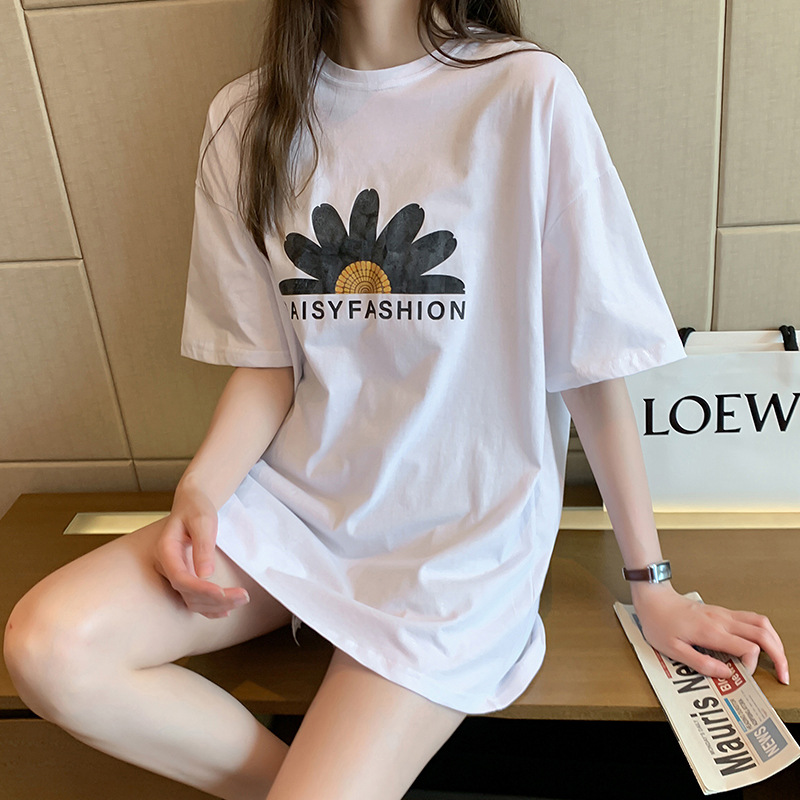 忌平庸女装实拍韩国纯棉网红超火ins上衣2020夏款宽松小雏菊印花短袖t恤JPY带授权招加盟代理