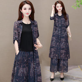 YWE-HYX-H20B5063新款气质高贵条纹两件套