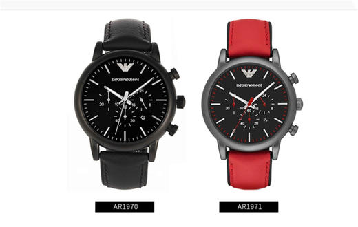 Armani阿玛尼手表男黑色商务皮带手表男时尚三眼石英表 情侣款JPY带授权招加盟代理 商品图5