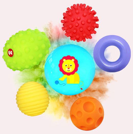 费雪(Fisher Price)婴儿玩具球六合一套装0-2岁宝宝初级训练球手抓弹力球感知按摩球F0930JPY带授权招加盟代理 商品图7