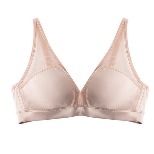 上海旗袍厂TG-TG02S082真丝文胸无钢圈薄款超薄小胸平胸专用法式性感三角杯桑蚕丝内衣女 商品图5