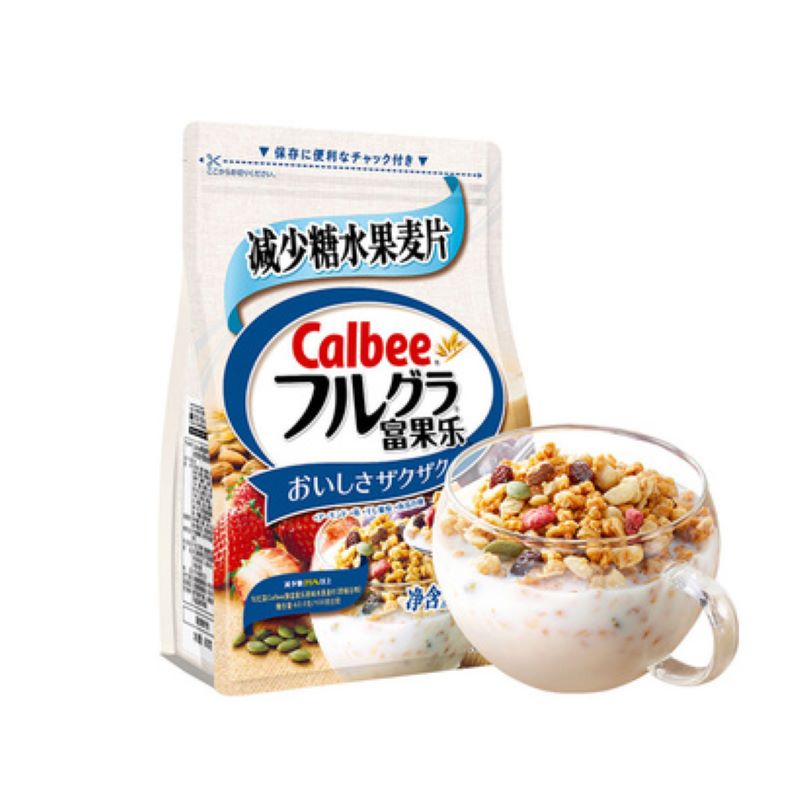 日本进口Calbee/卡乐比富果乐减少糖风味水果麦片(即食谷物)600g/袋JPY带授权招加盟代理