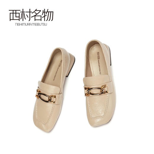 西村名物2020秋季新款港风复古低跟大方牛皮革乐福鞋X20CM30821 商品图3