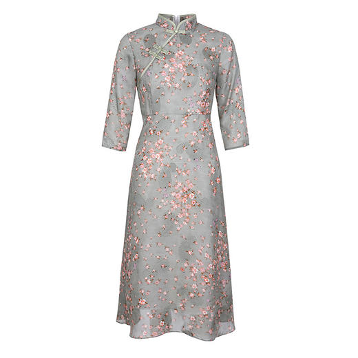 YFN-20193新款复古时尚碎花文艺中国风收腰修身连衣裙 商品图4