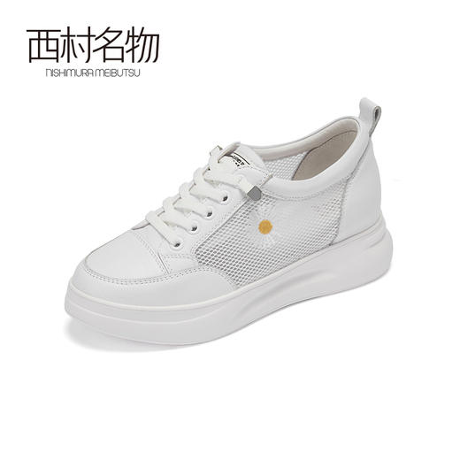 西村名物2020夏季新款镂空网面内增高免系带小白鞋X20CM30031 商品图1