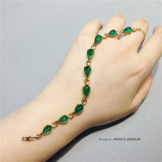 【每日特选】18K黄金素面祖母绿钻石手链(预约看货) 商品图5