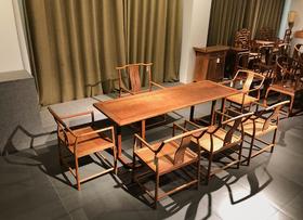 红桥红  家具严选  缅甸花梨（大果紫檀）  【216 新中式茶桌 七件套】