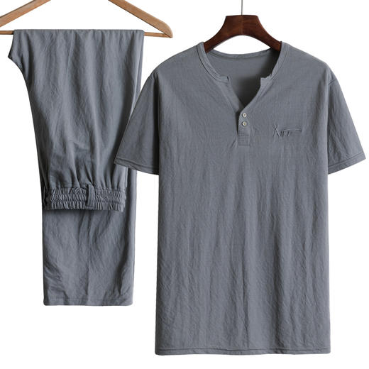 PDD-AFJY200803新款时尚气质休闲弹力棉麻短袖T恤长裤两件套TZF 商品图3
