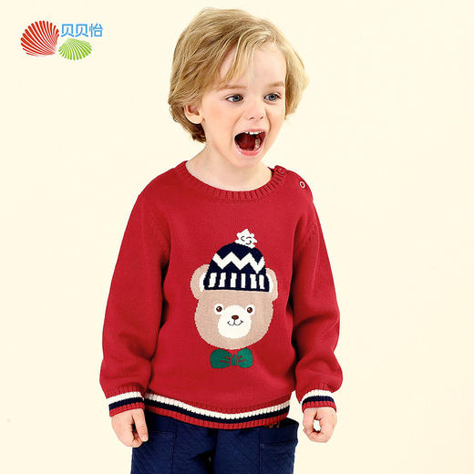 贝贝怡童装新款秋季男童宝宝时尚卡通套头帅气毛衣针织衫毛线衣203S2472
 商品图0
