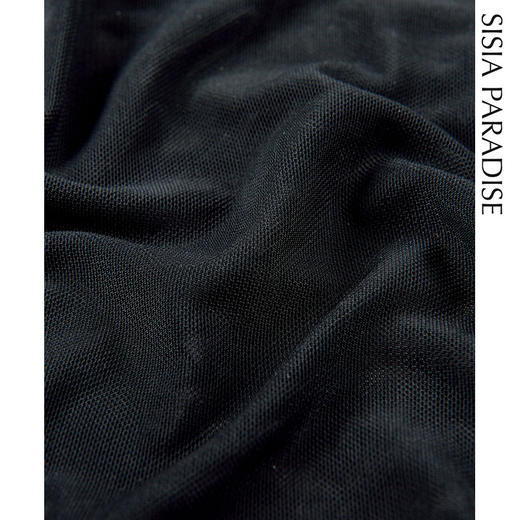 sisia新款沙滩比基尼罩衫黑色短袖防晒性感透明短款t恤套头罩衫SS201W08S9A 商品图3