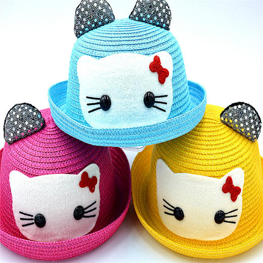 LM-001新款韩版儿童小熊草帽 卡通动物造型帽 商品图2