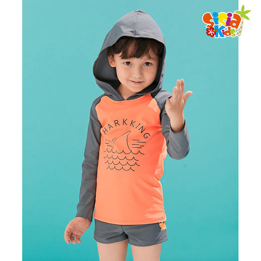 sisia儿童泳衣男童可爱卡通鲨鱼海边防晒中大童外套温泉游泳裤 商品图0