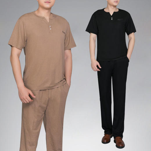 PDD-AFJY200803新款时尚气质休闲弹力棉麻短袖T恤长裤两件套TZF 商品图0