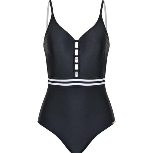 sisia游泳衣女性感聚拢复古黑色2020新款连体泳衣遮肚显瘦仙女范 商品图4