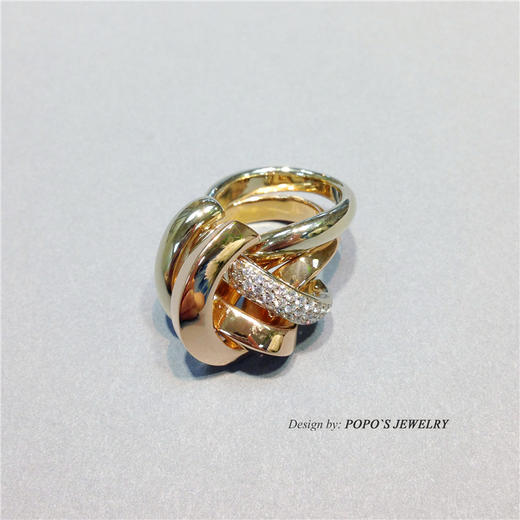 【每日特选】18K黄金/玫瑰金双色金钻石戒指 商品图3