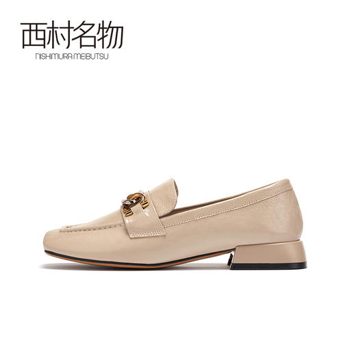 西村名物2020秋季新款港风复古低跟大方牛皮革乐福鞋X20CM30821 商品图1