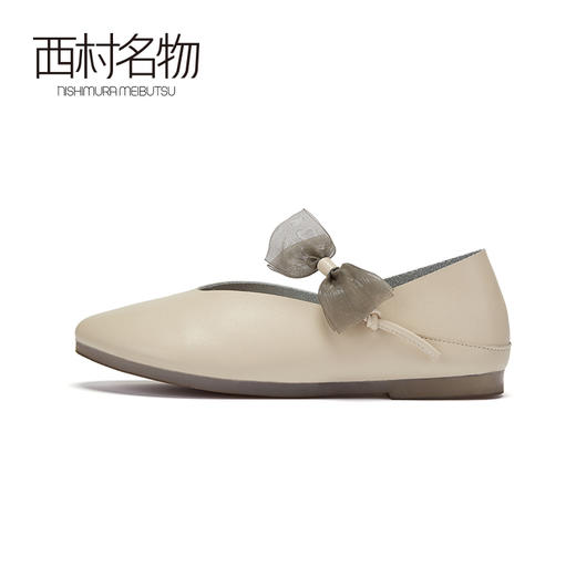 西村名物2020秋季新款仙女风牛皮革平底蝴蝶结奶奶鞋T20CE31271 商品图3