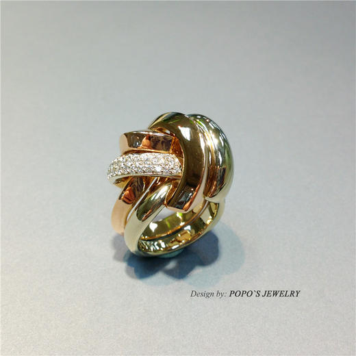 【每日特选】18K黄金/玫瑰金双色金钻石戒指 商品图0