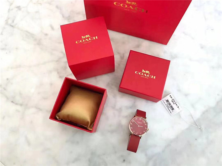现货可发蔻驰coachperry佩里女士休闲时尚石英腕表鼠年限定红色款