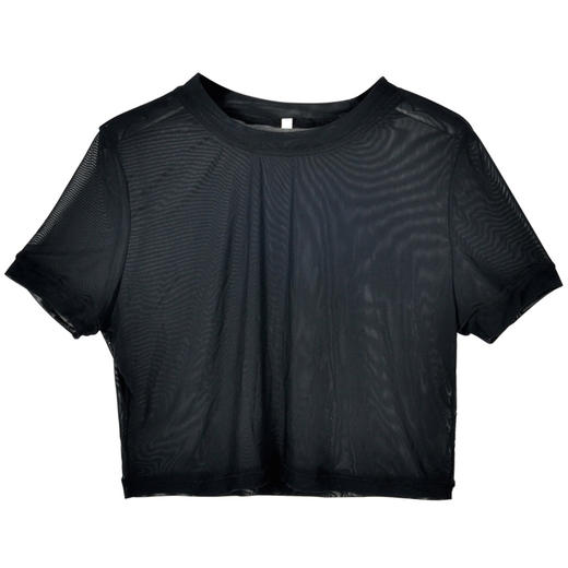 sisia新款沙滩比基尼罩衫黑色短袖防晒性感透明短款t恤套头罩衫SS201W08S9A 商品图4