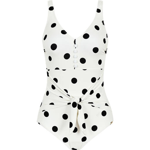 sisia2020新款欧美泳衣女性感白色波点仙女范显瘦遮肚ins连体泳衣 商品图4
