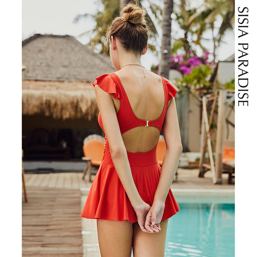 sisia大胸性感小胸聚拢欧美裙式连体泳衣仙女范遮肚显瘦泳衣女ins 商品图2