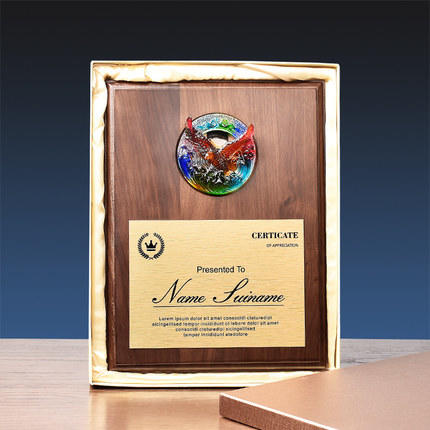 奖牌定制定做木质授权牌黑胡桃实木金箔证书荣誉加盟牌代理牌匾 商品图4