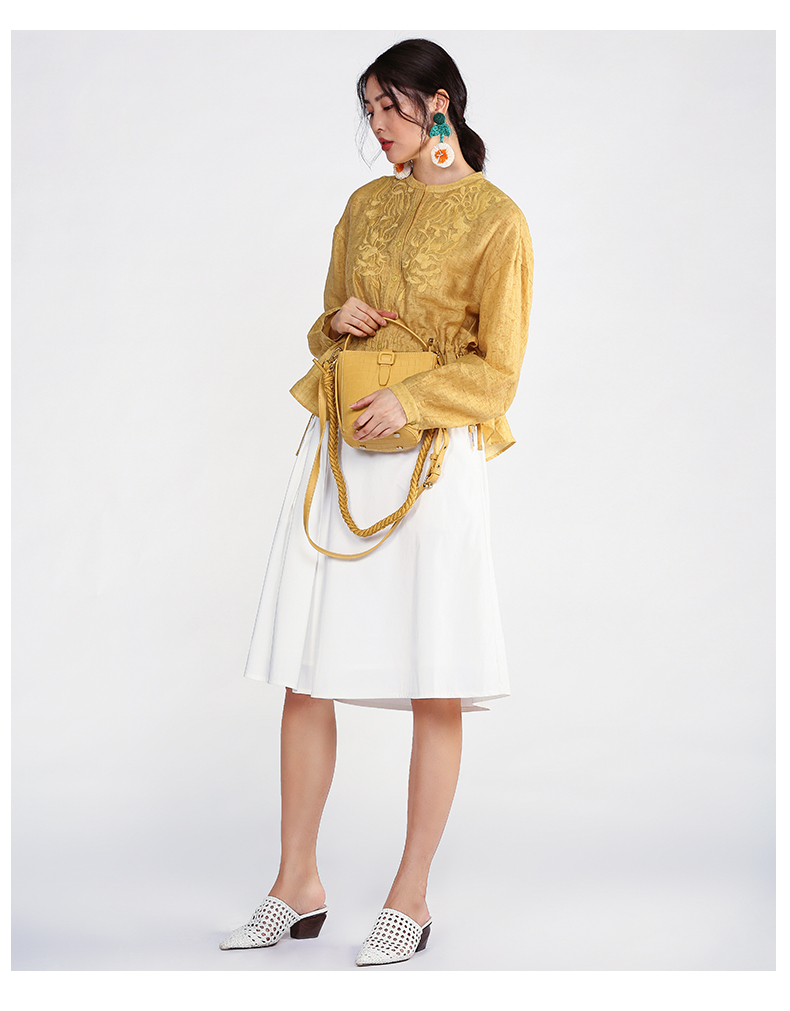 阿尤原创女装2020秋季新品纯色收腰显瘦衬衫上衣a203w13300