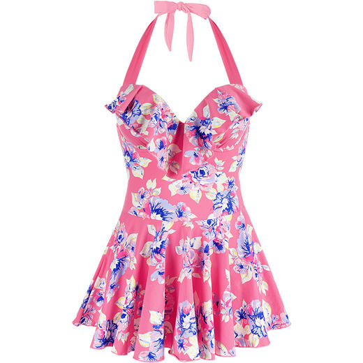 sisia泳衣女连体裙式遮肚显瘦保守钢托小胸聚拢泳装性感温泉泳衣 商品图4