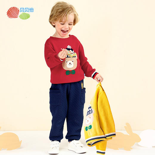 贝贝怡童装新款秋季男童宝宝时尚卡通套头帅气毛衣针织衫毛线衣203S2472
 商品图1