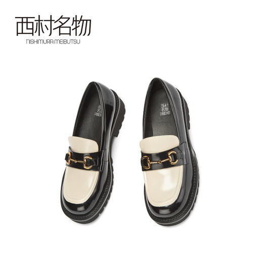 2020秋季新款低跟舒适浅口圆头低跟金属扣猪皮里乐福鞋X20CM30191 商品图1