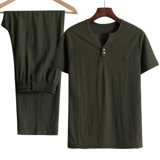 PDD-AFJY200803新款时尚气质休闲弹力棉麻短袖T恤长裤两件套TZF 商品图4