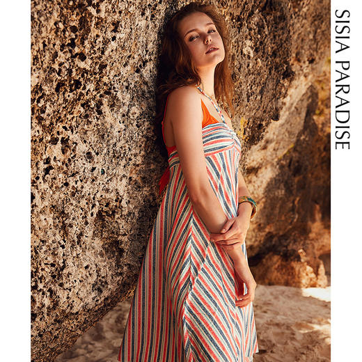 sisia海边度假旅游沙滩裙女 新款显瘦防晒遮肚长款沙滩裙SS182W06S1a 商品图3