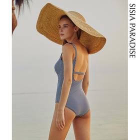 sisia2020新款欧美连体泳衣女性感遮肚显瘦条纹海岛ins度假泳装