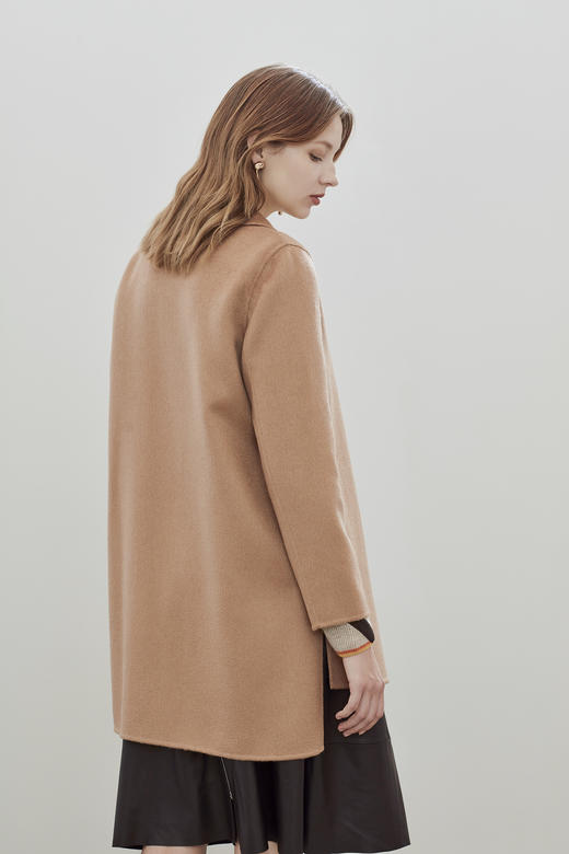 秋冬 水波纹女装侧开叉羊绒呢大衣  SJF16W503B 商品图4