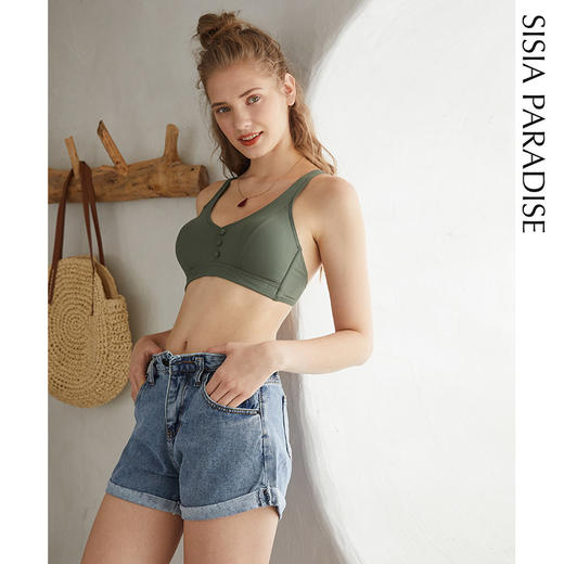 sisia2020新款莫兰迪绿色比基尼大胸性感聚拢小胸分体泳衣ins网红 商品图1