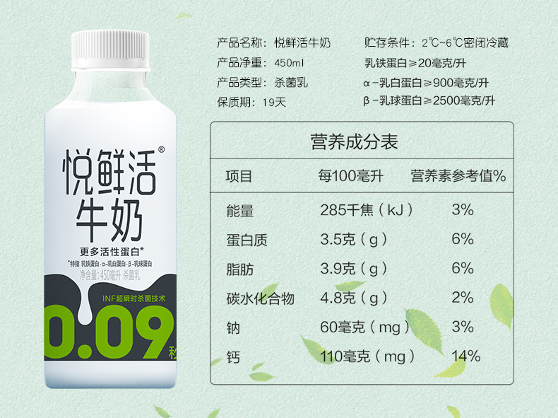 福建陕西山西专区配送鲜动力悦鲜活联名牛奶450ml6瓶