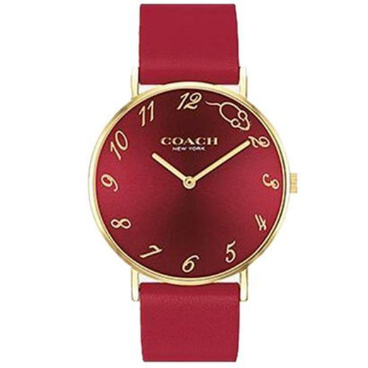 现货可发蔻驰coachperry佩里女士休闲时尚石英腕表鼠年限定红色款