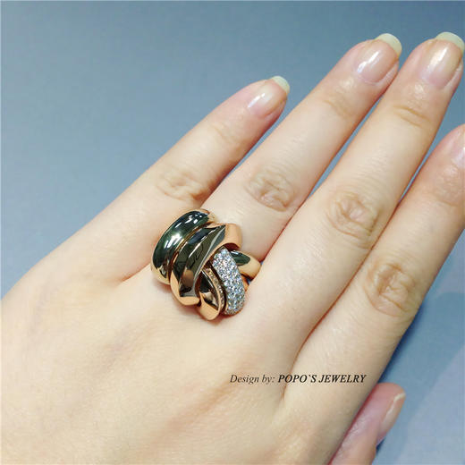 【每日特选】18K黄金/玫瑰金双色金钻石戒指 商品图4