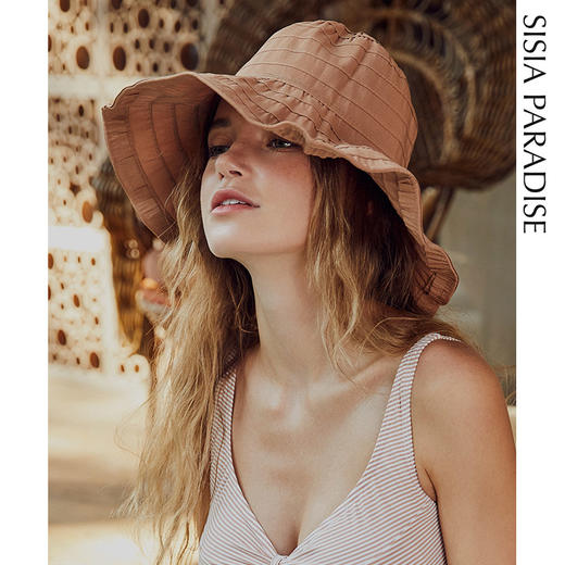 sisia新款渔夫帽折叠防晒帽女户外大沿遮阳帽防紫外线轻便渔夫帽SS191W00HAT2 商品图1