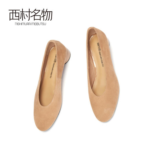 西村名物2020秋季新款浅口中跟羊皮绒面革复古奶奶鞋X20CE30851 商品图1