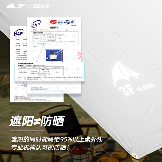 三峰出 天幕15D户外防水防雨露营凉棚遮阳棚天幕布帐篷涂硅天幕 商品图3