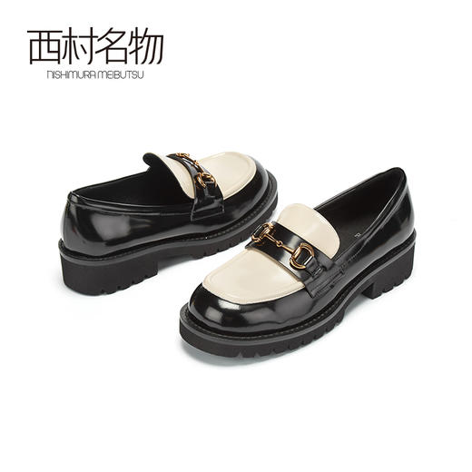 2020秋季新款低跟舒适浅口圆头低跟金属扣猪皮里乐福鞋X20CM30191 商品图2