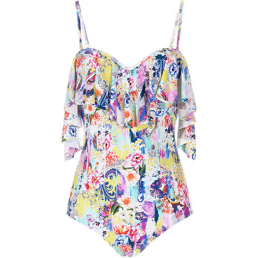 Sisia游泳衣女保守遮肚显瘦连体泳衣 性感荷叶边大胸聚拢钢托泳装 商品图4