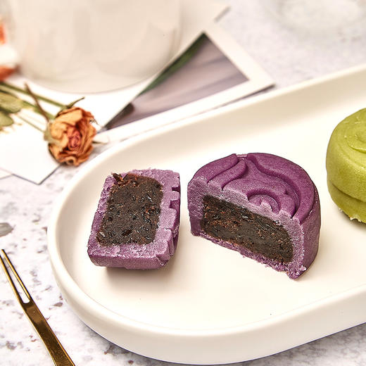 漫月·蓝金|桃山日式月饼8枚组合装礼盒(4种口味)