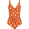sisia2020新款欧美ins泳衣女性感大胸显瘦遮肚圆点橙色连体泳衣 商品缩略图4